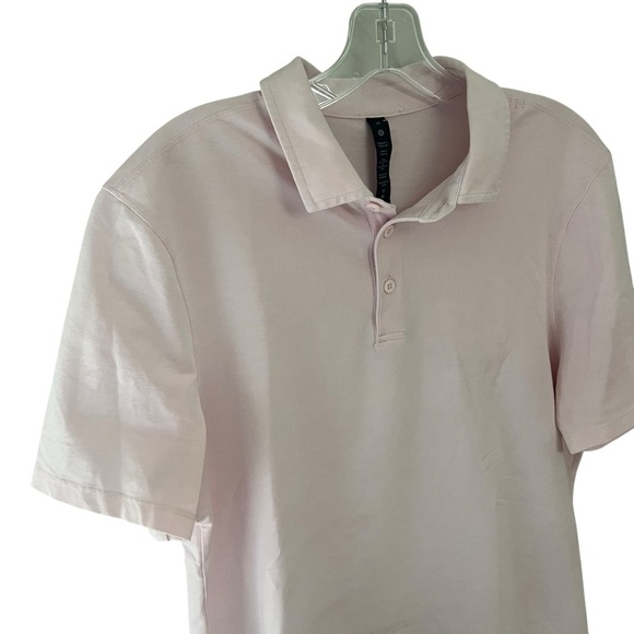 Lululemon Evolution Men’s Polo Shirt Medium Pink Blush Cotton Blend - Picture 4 of 7